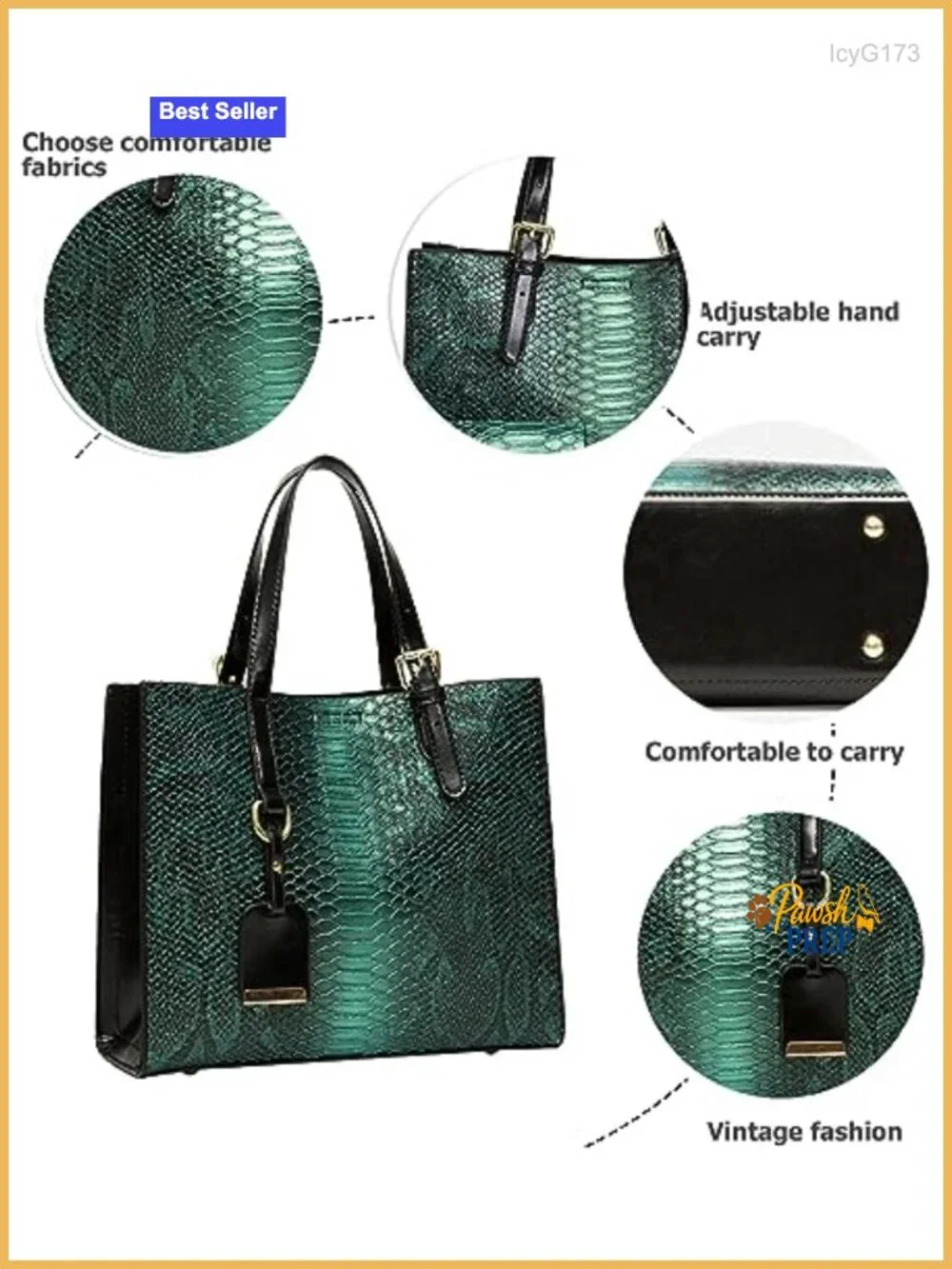 Women's Crocodile Pattern Satchel Handbag Tote 3-Piece Set PU Leather